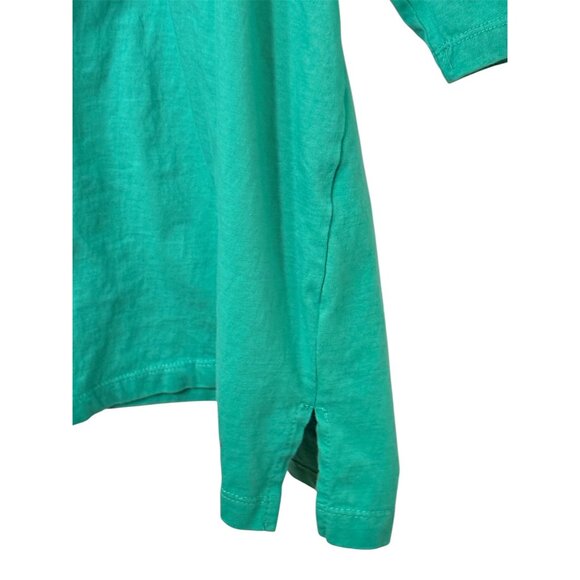 Woman Within 3X Green Cotton 3/4 Sleeve V-Neck Tunic Top Button Details Comfort - Picture 3 of 5